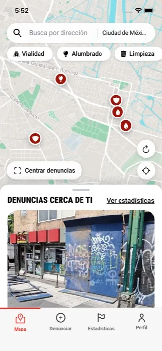 Mapa de denuncias cerca de ti